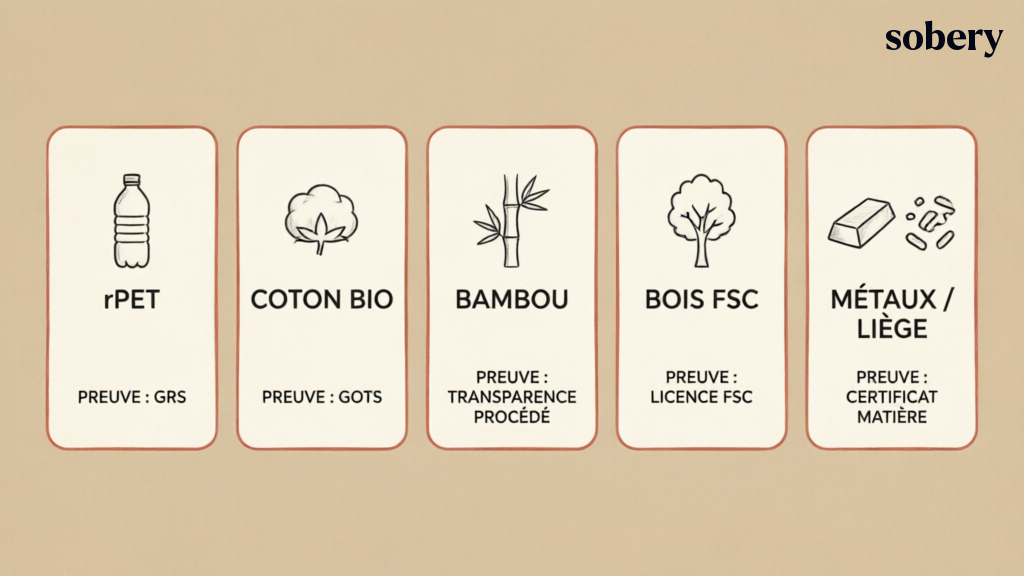 les 5 familles de matières d'un goodies éco-responsable