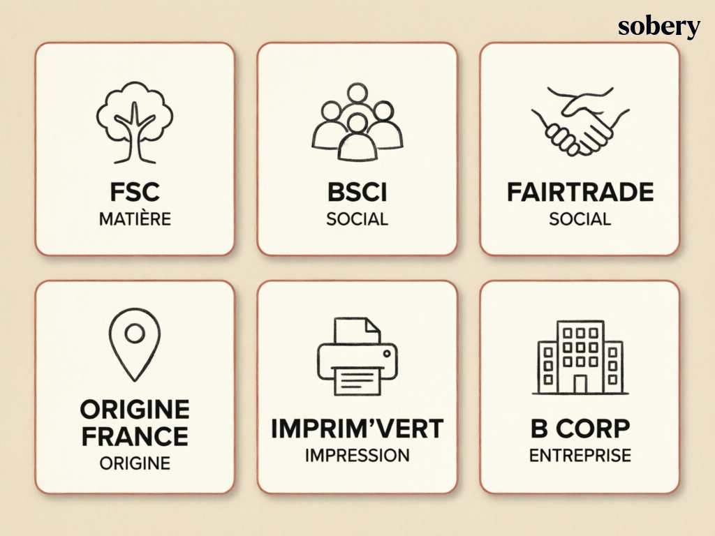 Les labels par famille — FSC, amfori BSCI, Fairtrade, Origine France Garantie, Imprim'Vert, B Corp les labels écologiques par famille : FSC, BSCI, Fairtrade, Origine France, Imprim'Vert, B Corp