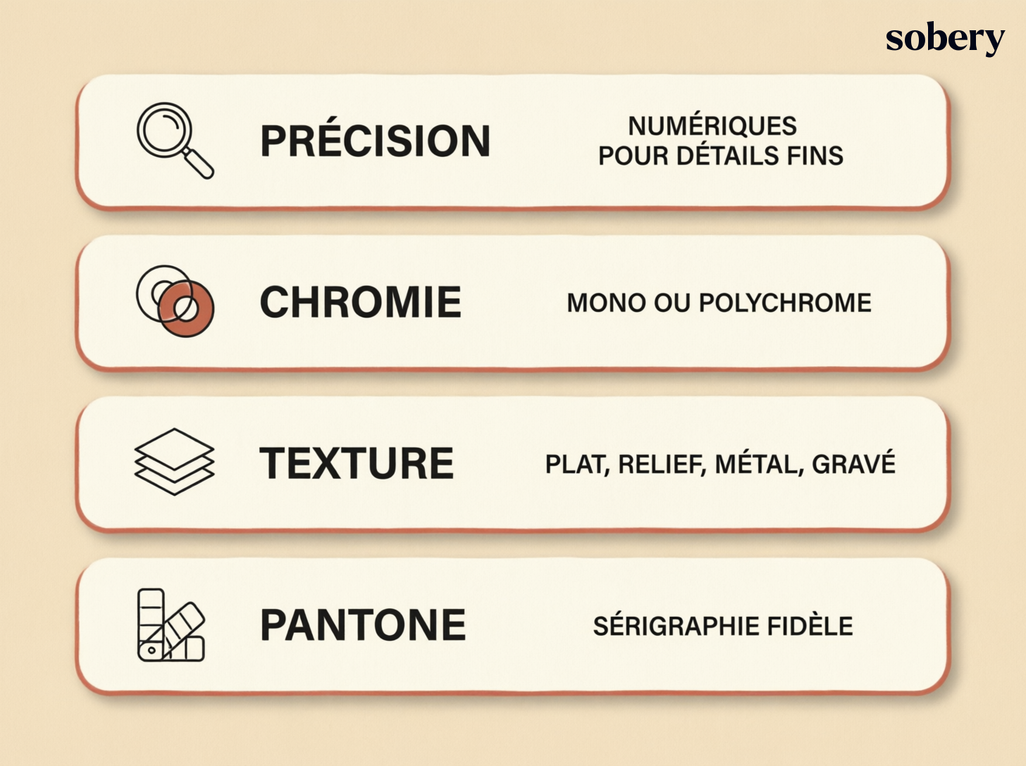 Les critères de rendu visuel du marquage — précision, chromie, texture, Pantone critères de rendu visuel pour choisir une technique de marquage