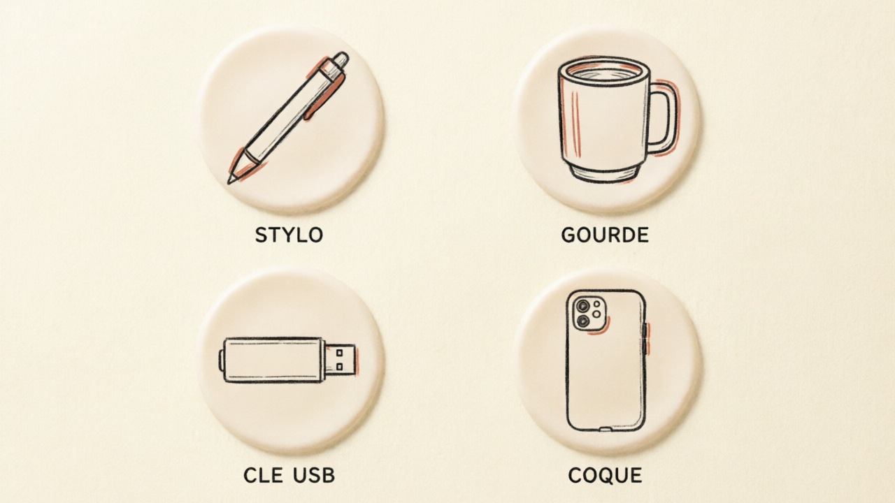 Supports impression numérique : stylo, gourde, clé USB, coque